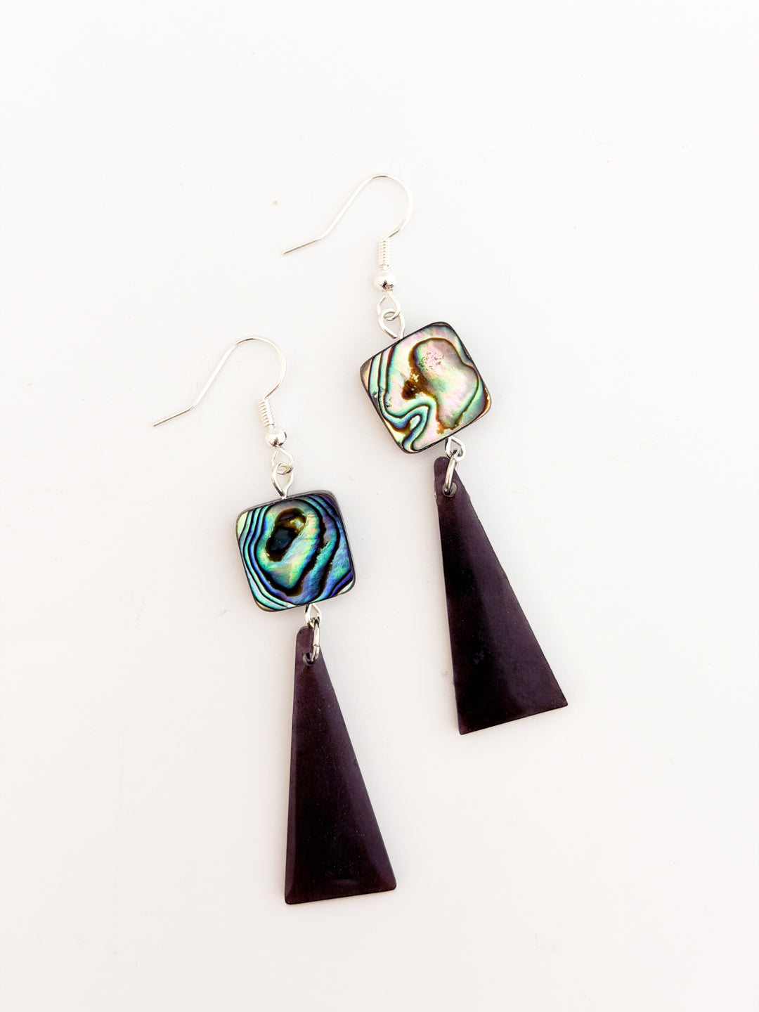 Abalone Long Triangle Earrings