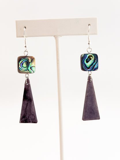 Abalone Long Triangle Earrings