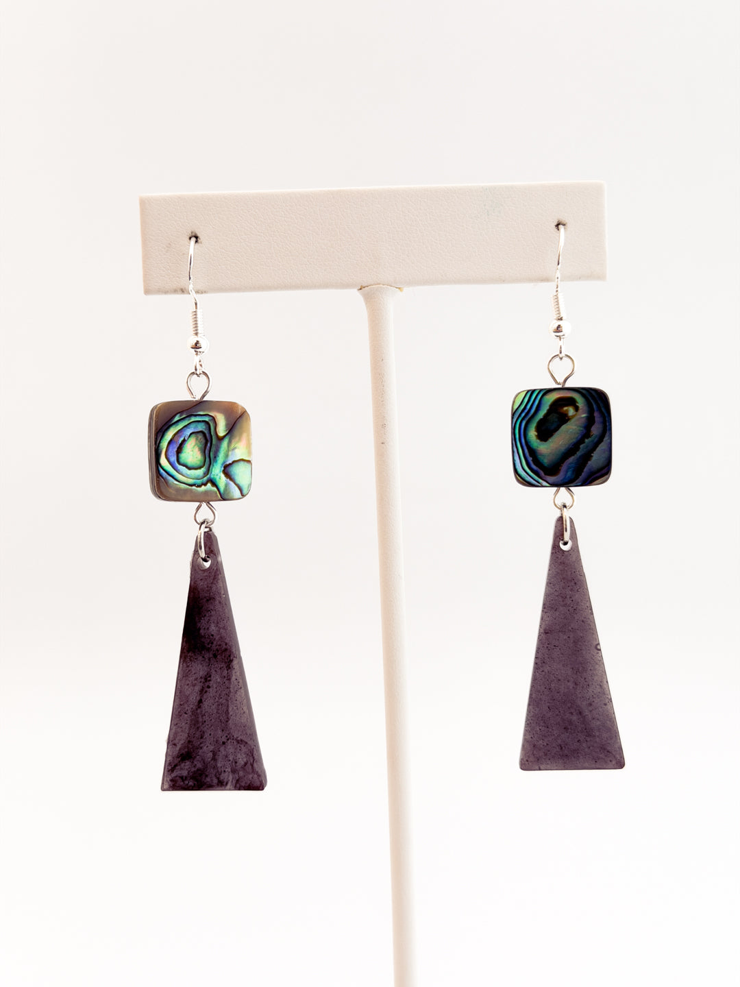 Abalone Long Triangle Earrings