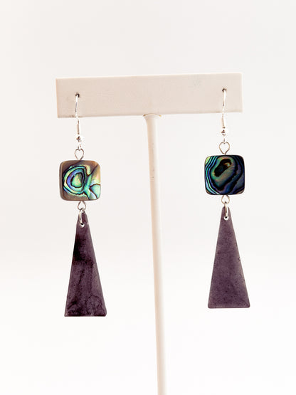 Abalone Long Triangle Earrings