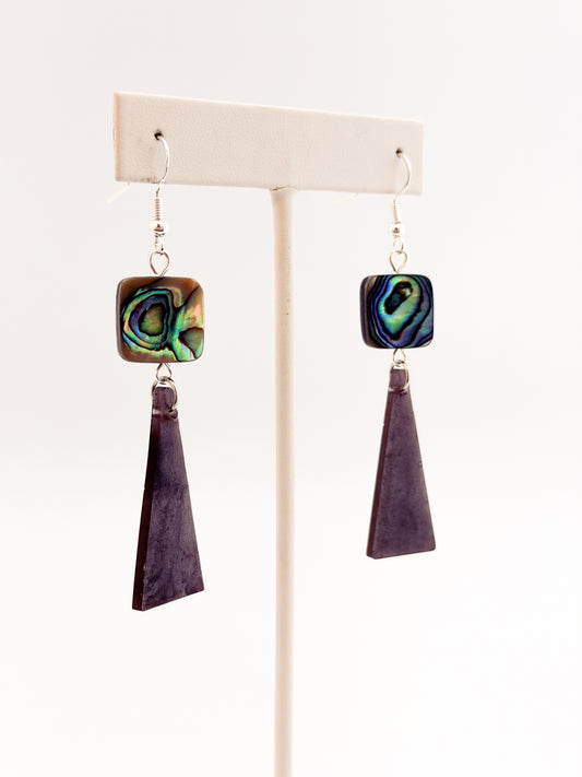Abalone Long Triangle Earrings