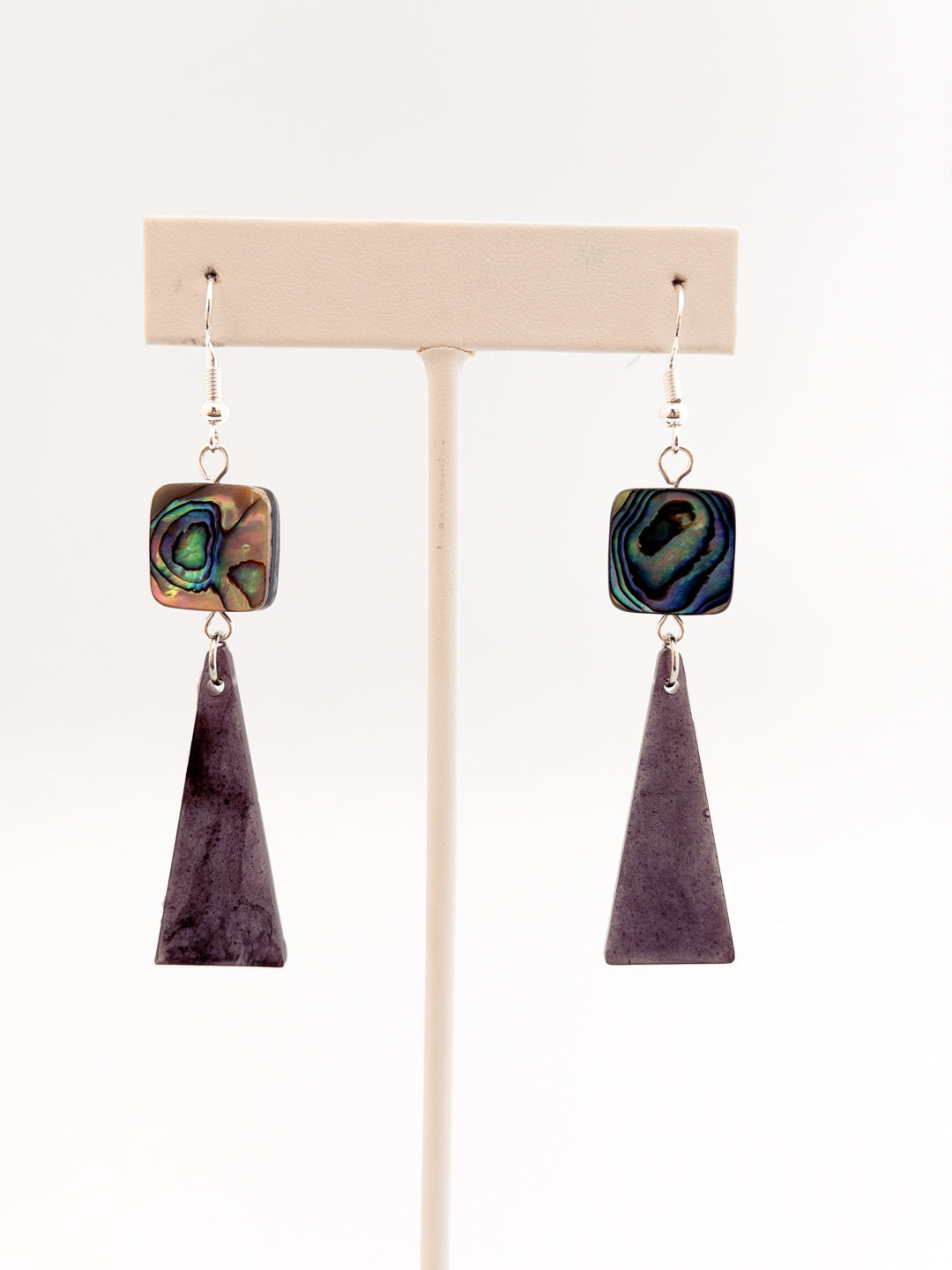 Abalone Long Triangle Earrings