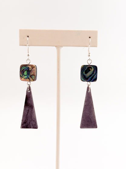 Abalone Long Triangle Earrings