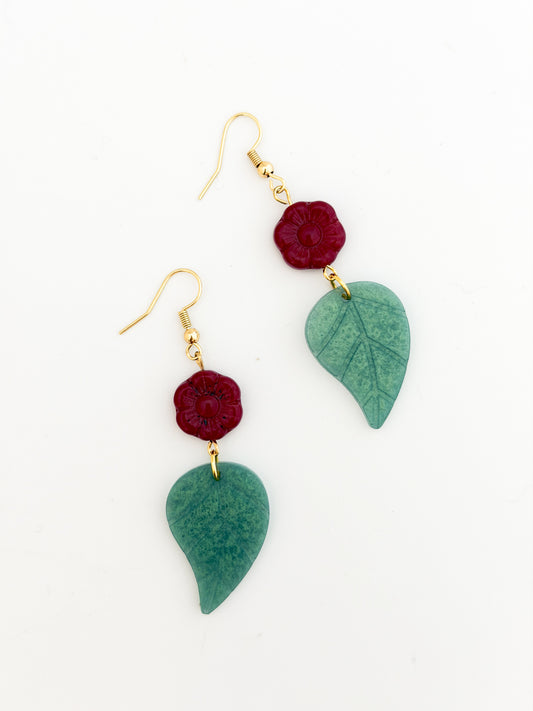 Leaf and Flower Earrings