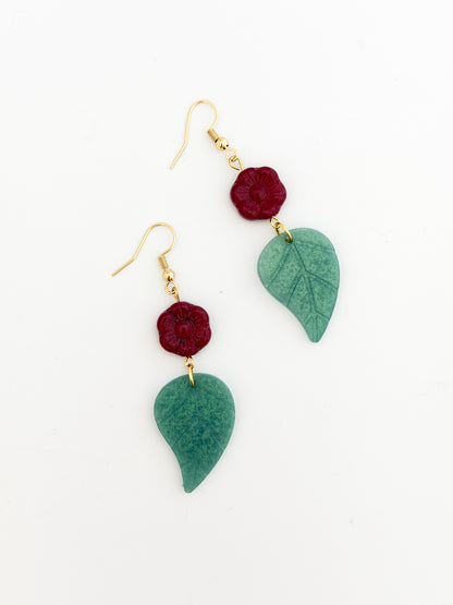 Leaf and Flower Earrings