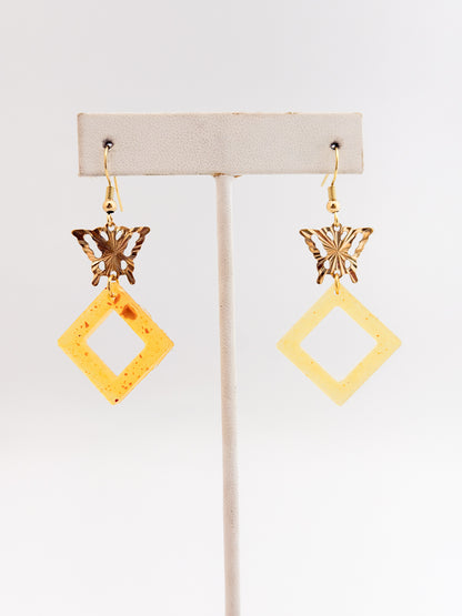 Butterfly Yellow Triangle Earrings