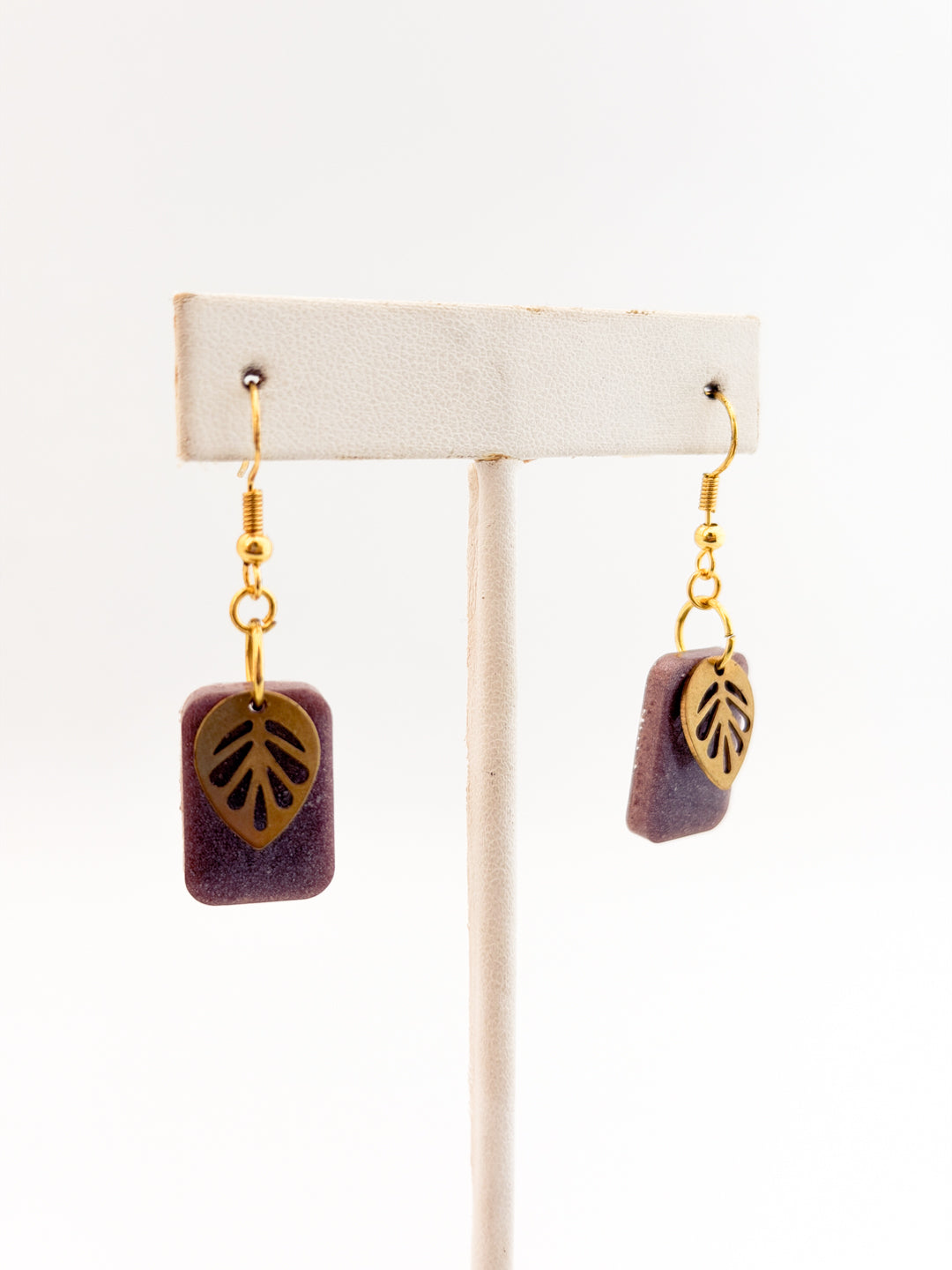 Mauve Leaf Earrings