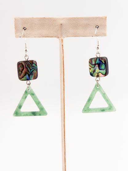 Abalone Aqua Triangle Earrings