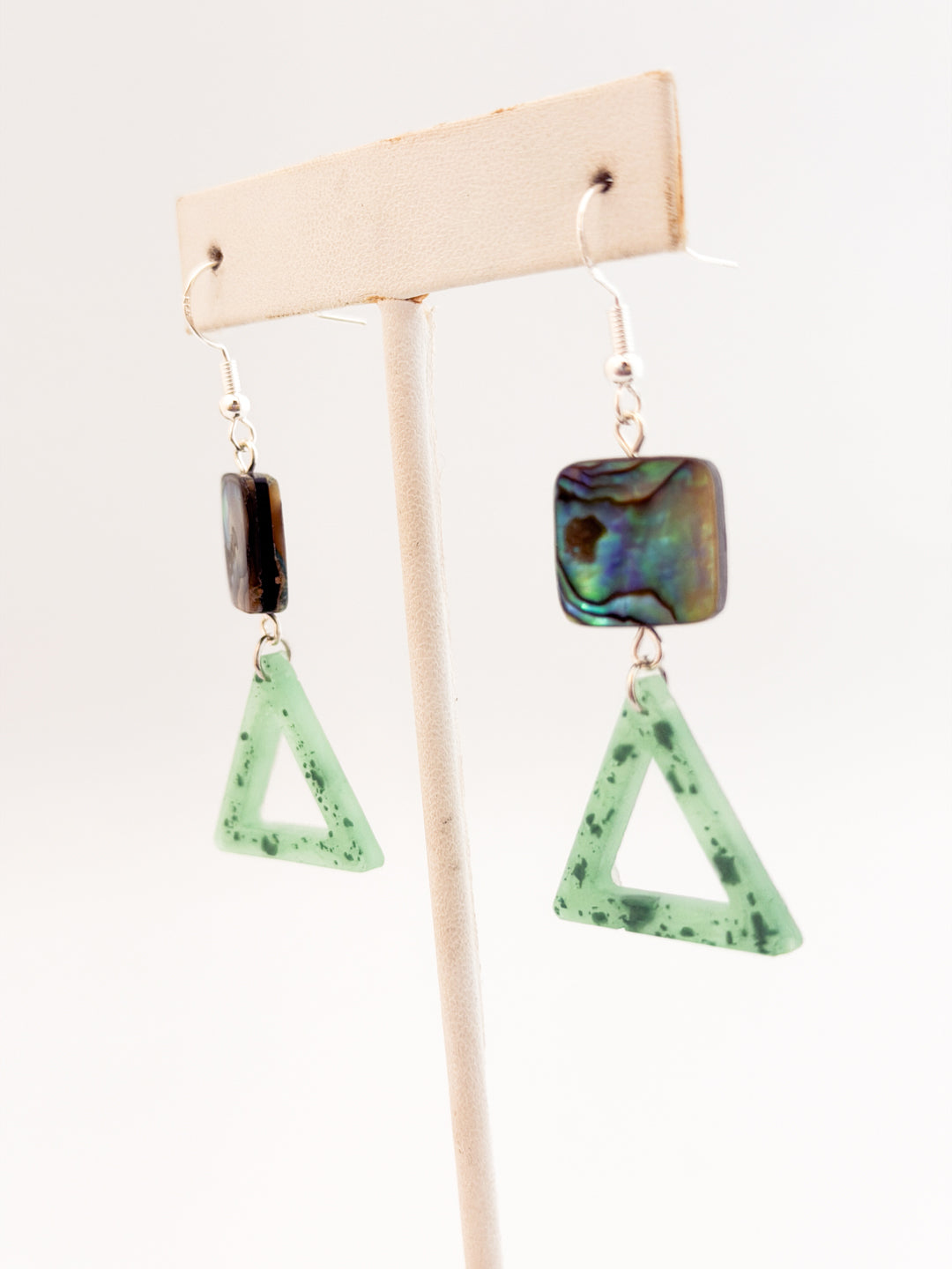 Abalone Aqua Triangle Earrings