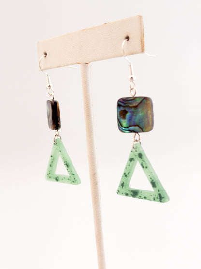 Abalone Aqua Triangle Earrings