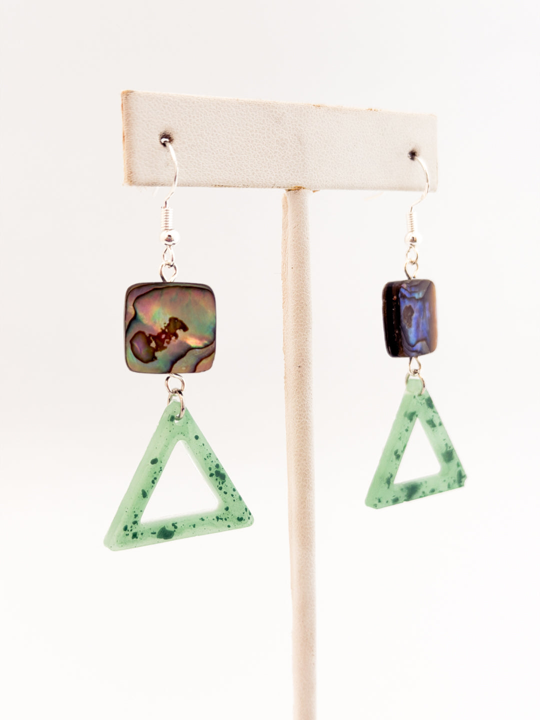 Abalone Aqua Triangle Earrings