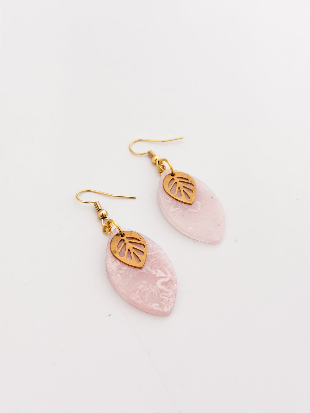 Dusty Pink Leaf Earrings