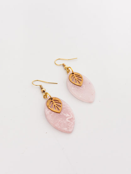 Dusty Pink Leaf Earrings