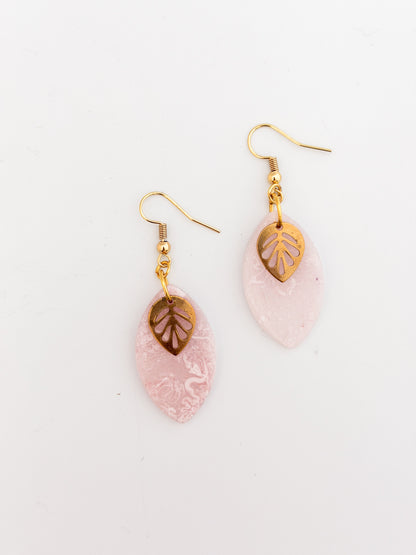 Dusty Pink Leaf Earrings
