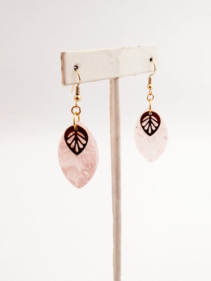Dusty Pink Leaf Earrings
