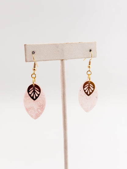 Dusty Pink Leaf Earrings