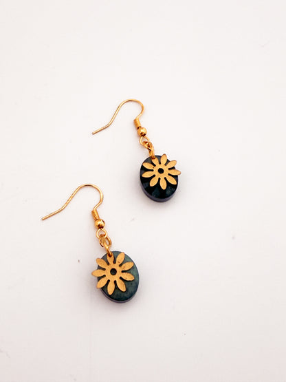 Green Flower Earrings