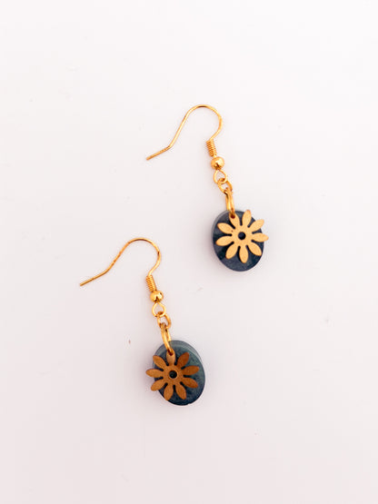 Green Flower Earrings