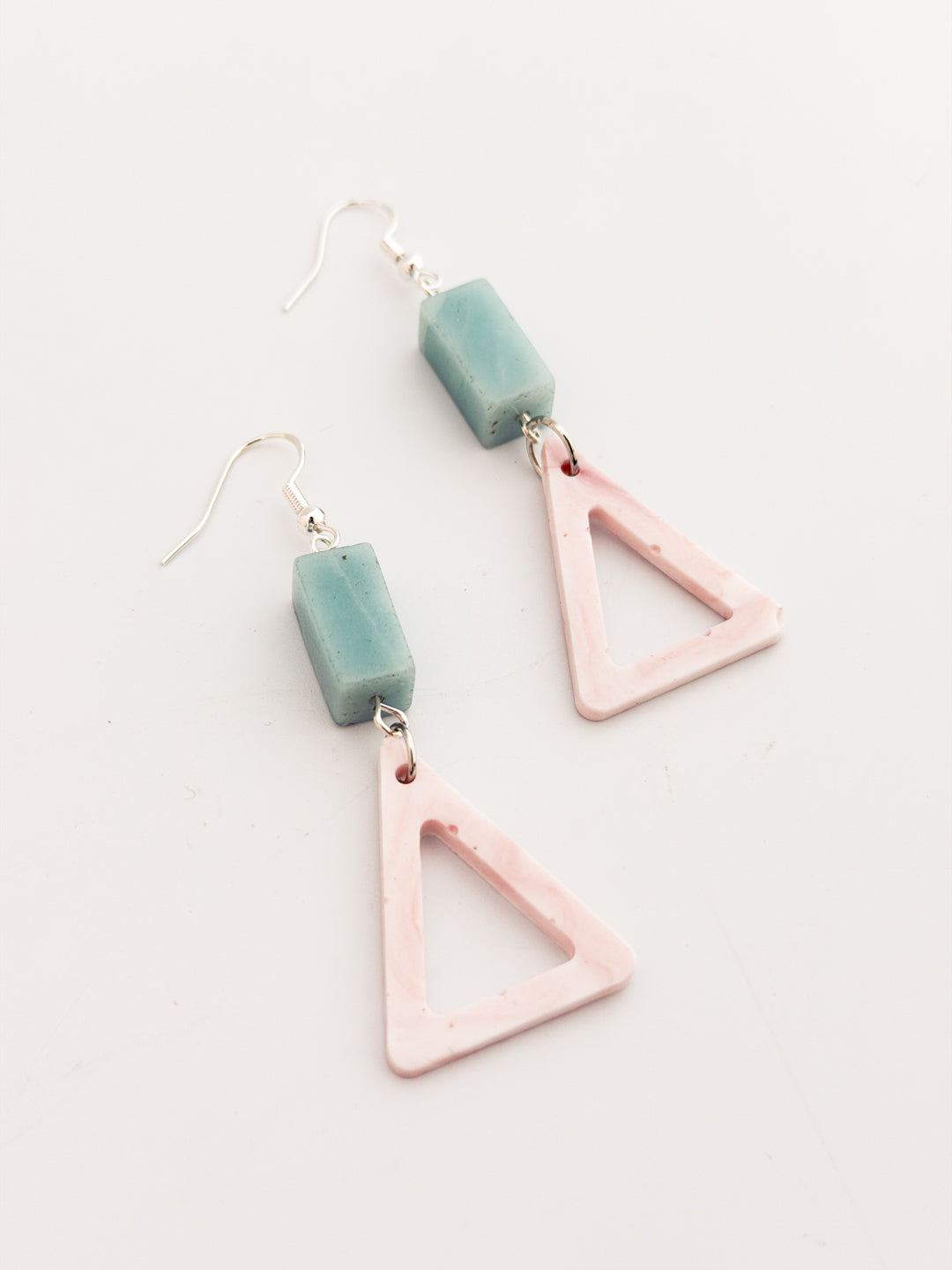 Larimar and Pink Triangle Earrings