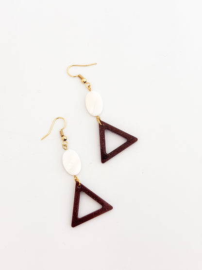 Garnet Triangle Earrings