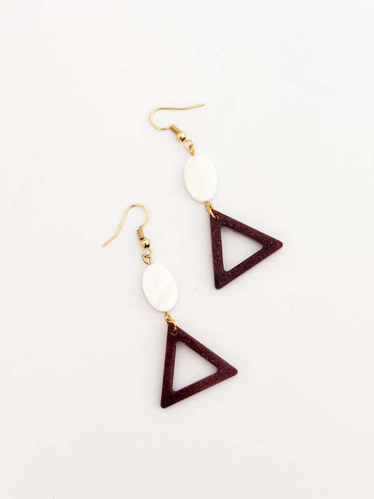 Garnet Triangle Earrings