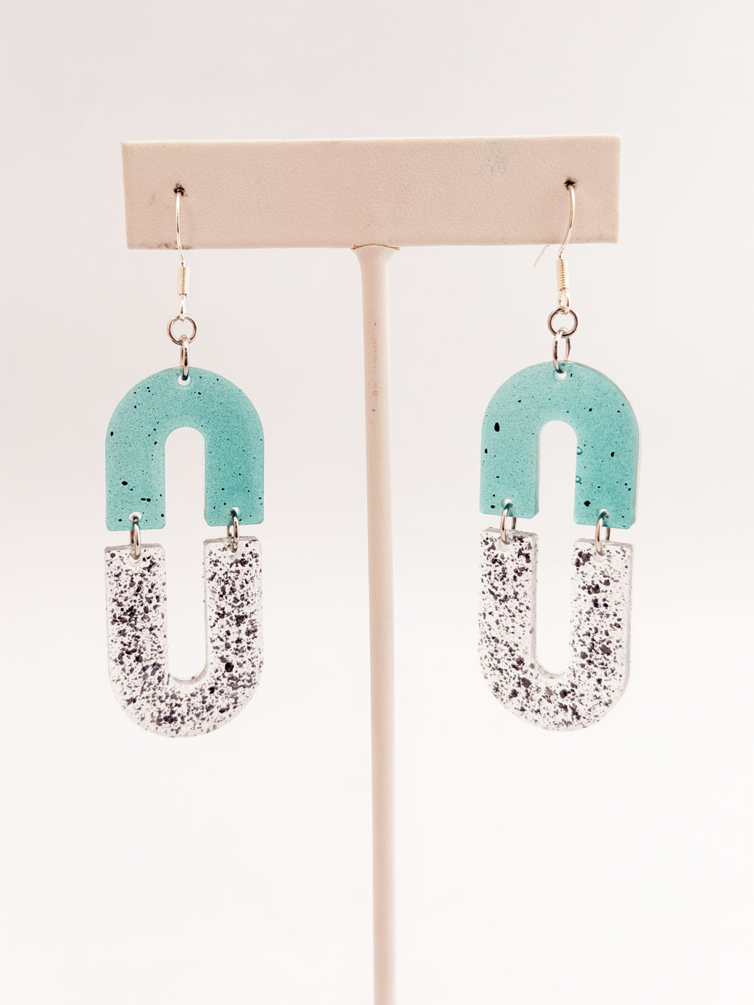 Teal Glitter Horshoe Earrings