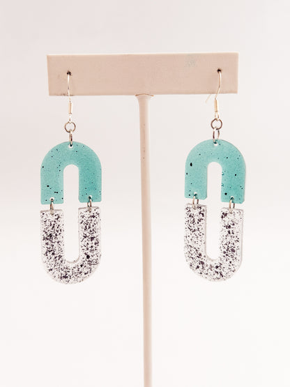 Teal Glitter Horshoe Earrings