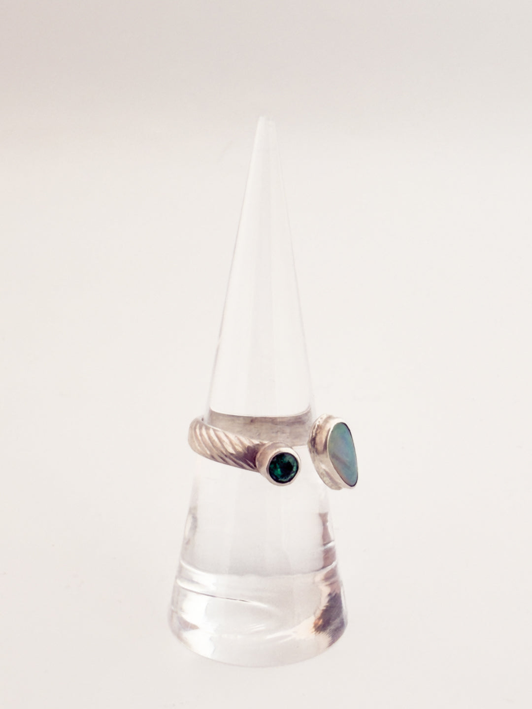 Emerald & Australian Opal Sterling Silver Adjustable Ring