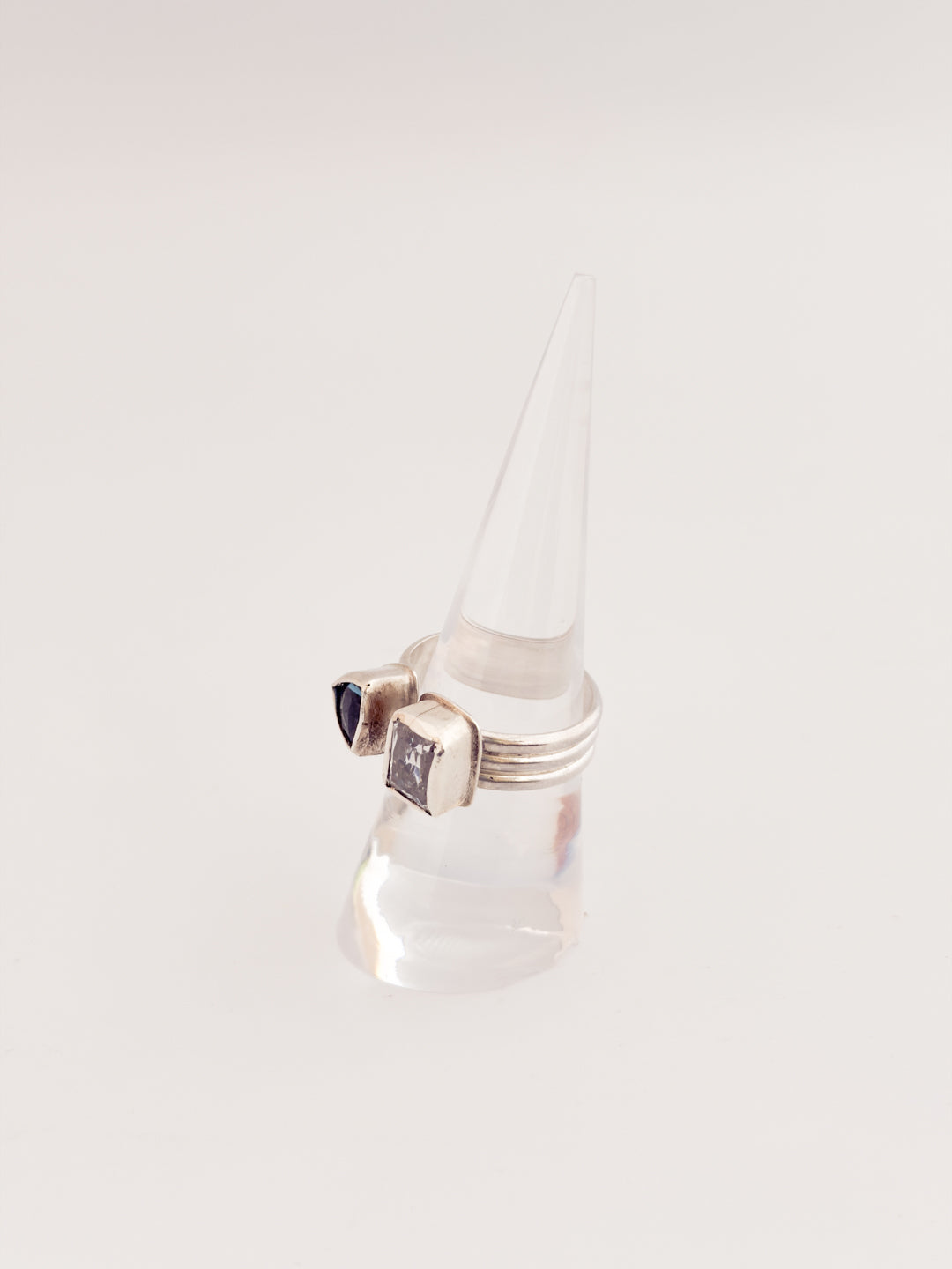 Blue Topaz & Cubic Zarconian Trillium Adjustable Ring