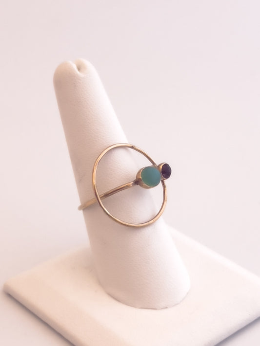 Chrysoprase and Pink Tourmaline Ring