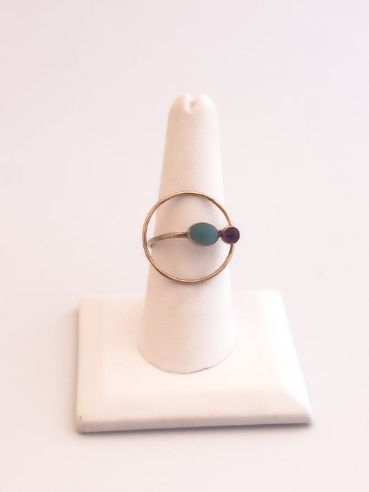 Chrysoprase and Pink Tourmaline Ring