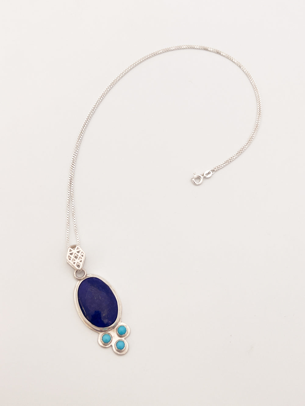 Oval Lapis and Turquoise Necklace