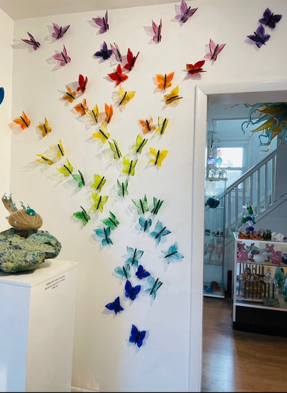 Lime Green Glass Blown Wall Butterfly