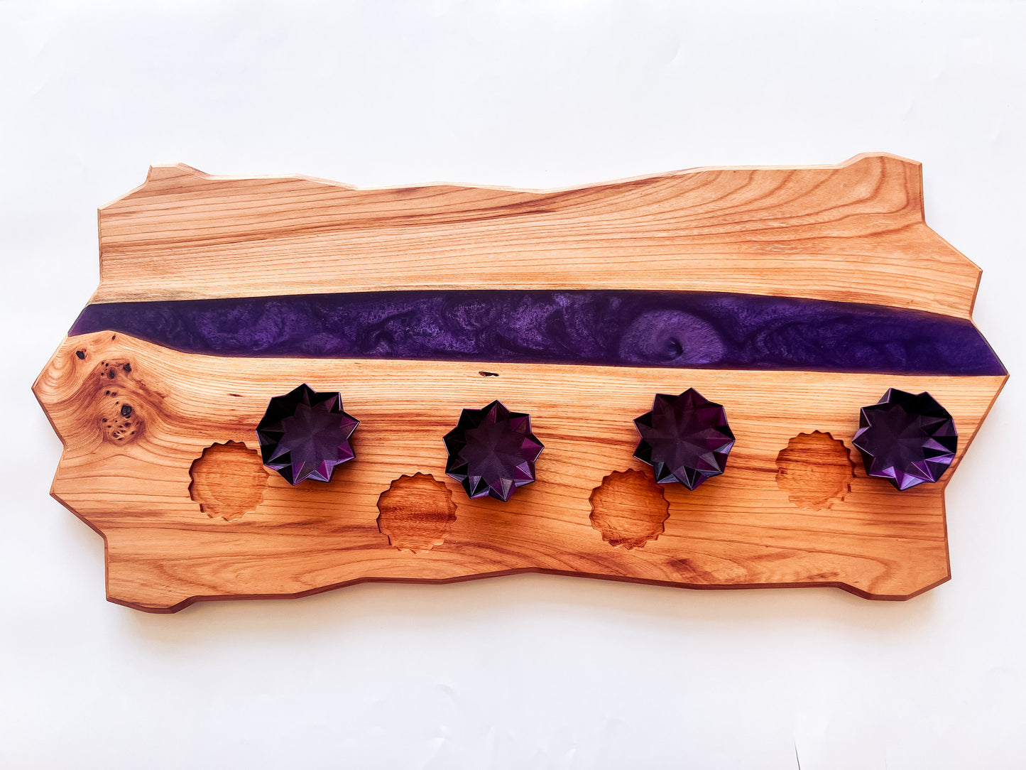 Charcuterie Board and Dishes - Siberian Elm with Purple