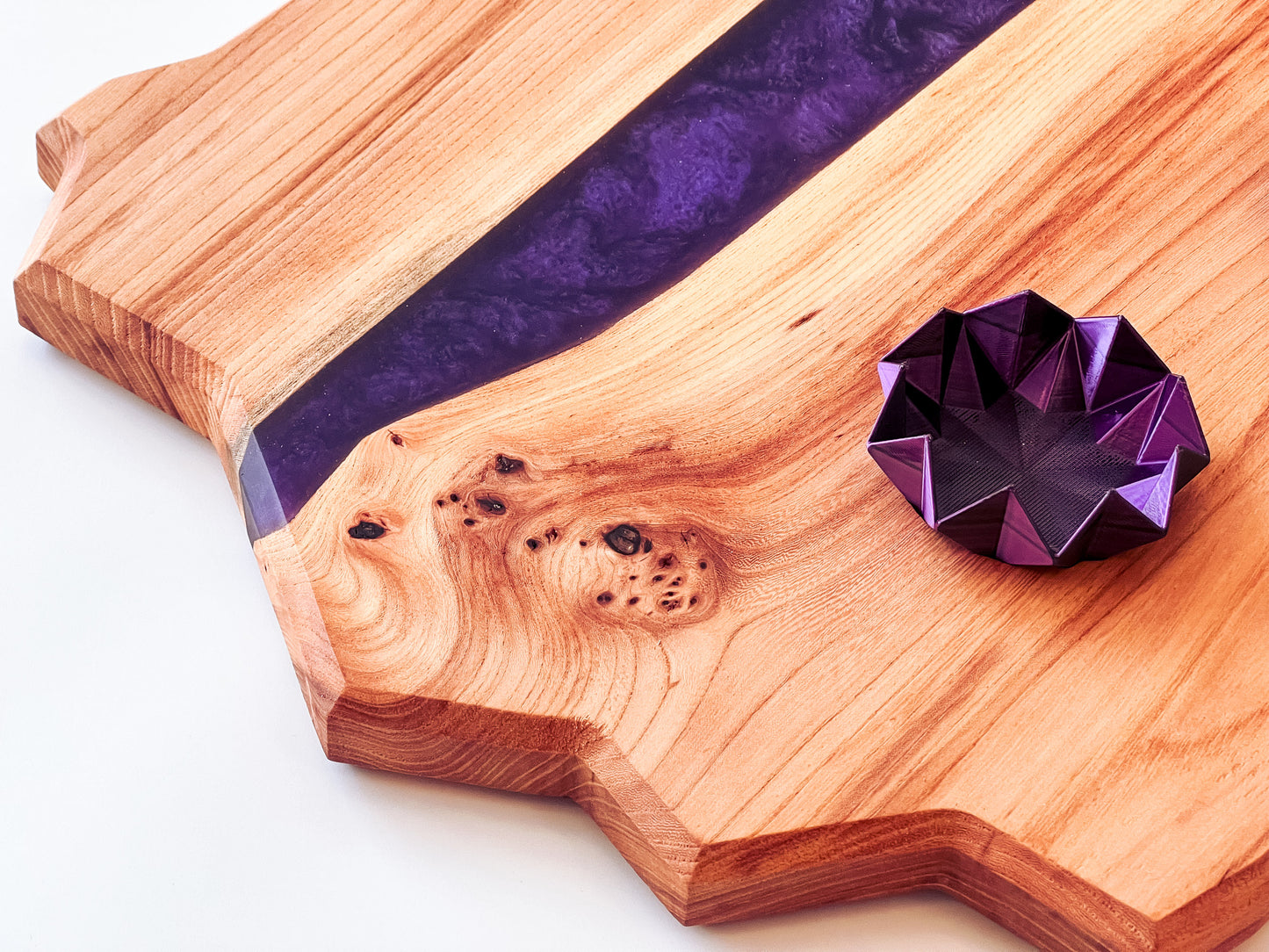 Charcuterie Board and Dishes - Siberian Elm with Purple