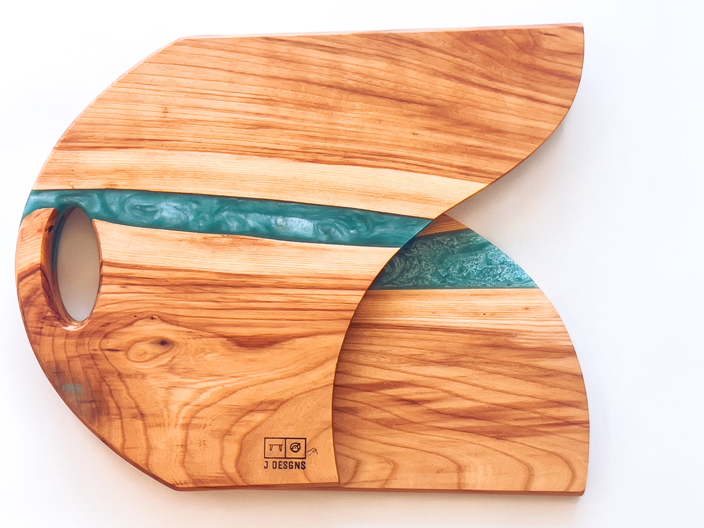 Charcuterie Board - Siberian Elm with Aqua (Mirrored)