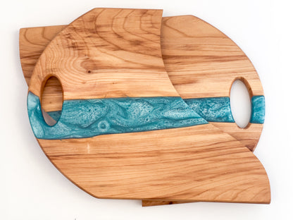 Charcuterie Board - Siberian Elm with Aqua (Mirrored)