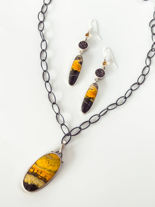 Bumblebee Jasper Pendant Necklace