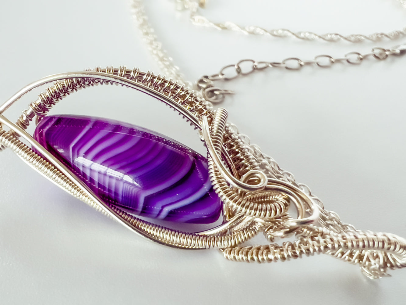Purple Striped Agate Necklace