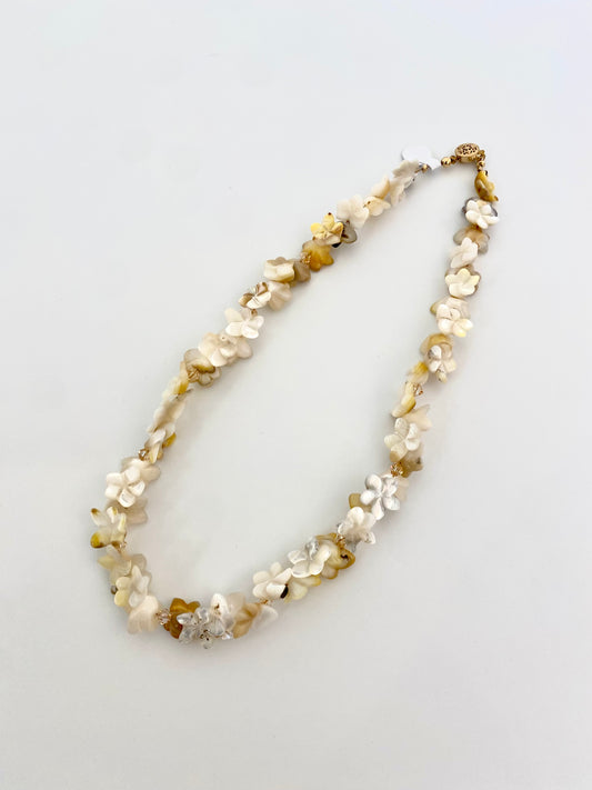 Swavorski Crystal and Mother of Pearl Flower Necklace