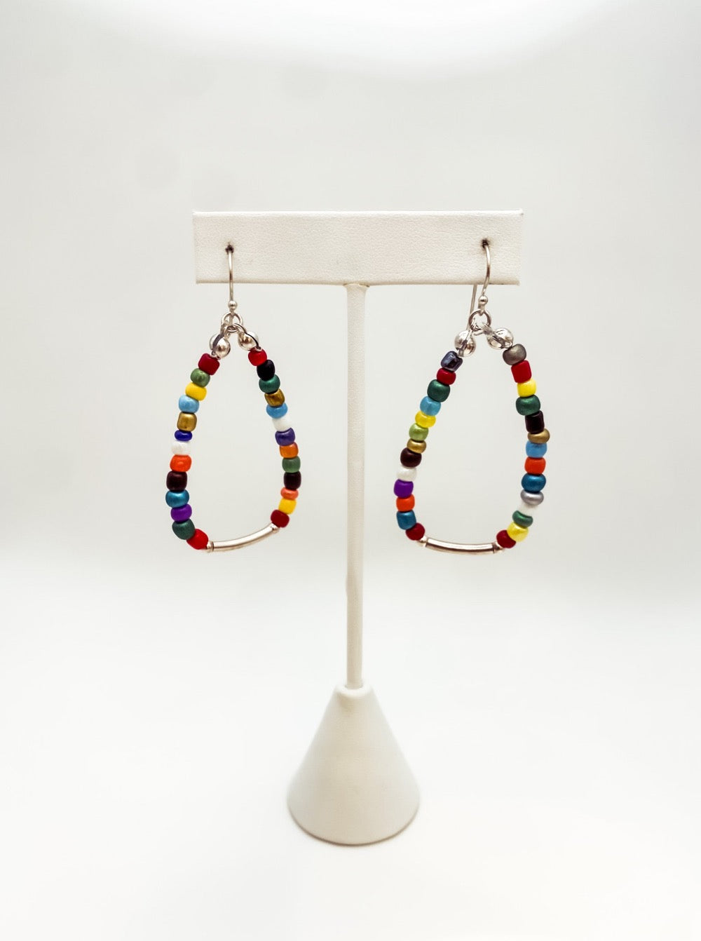 Multi-Colored Wood Beads on Silver