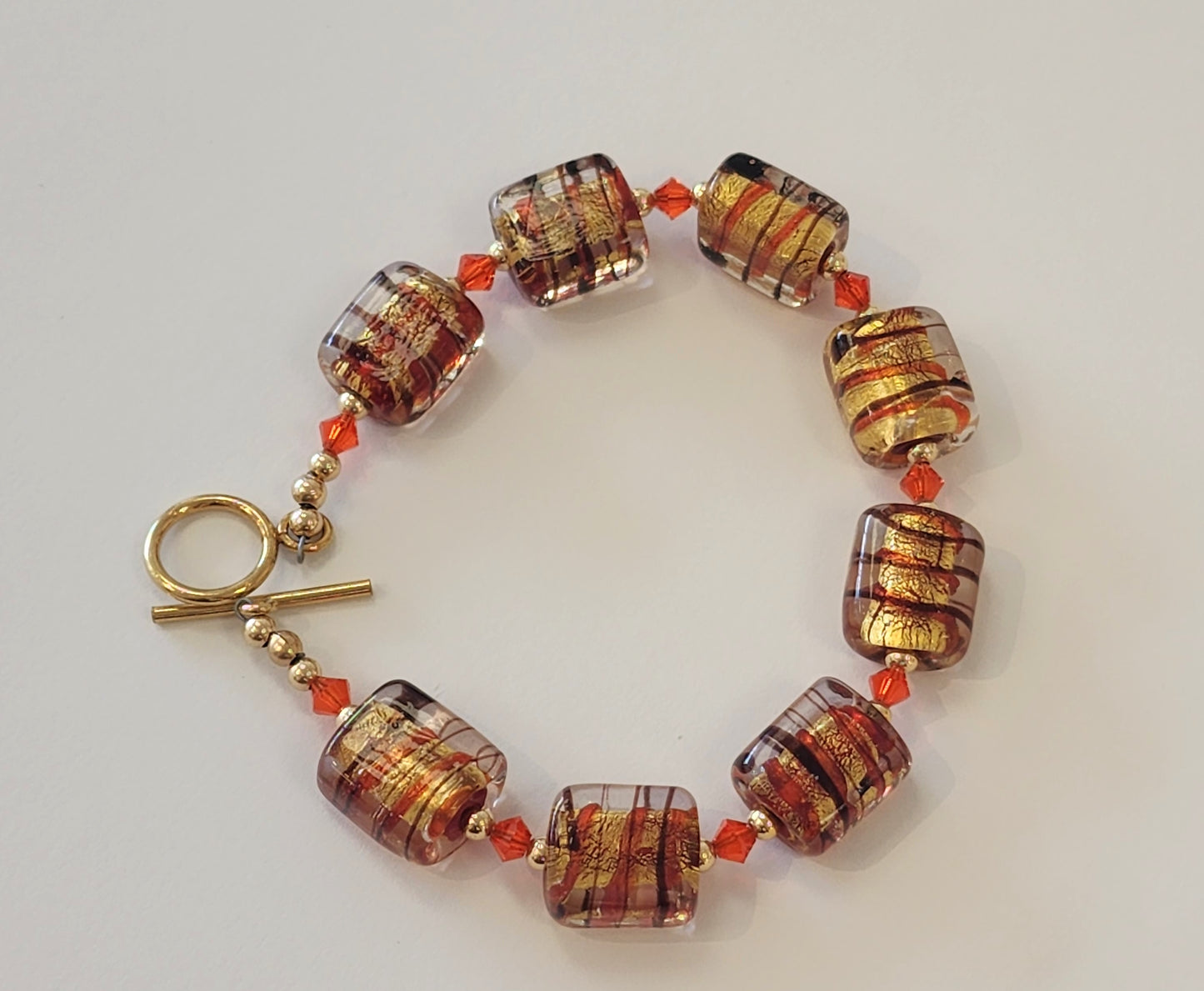 Red and Gold Glass Bracelet