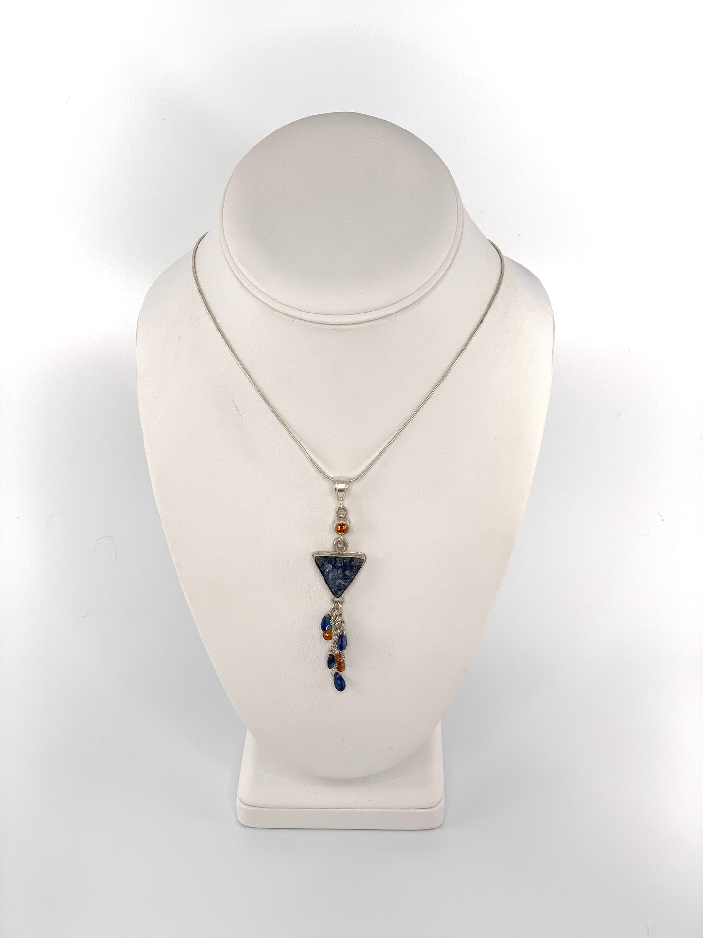 Blue Druzy Triangular Pendant Necklace
