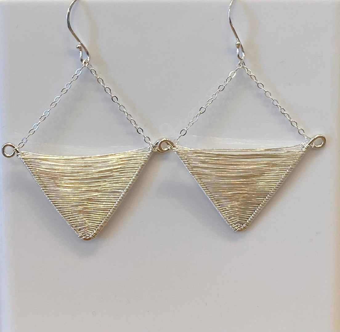 Silver Wrapped Triangle Earrings
