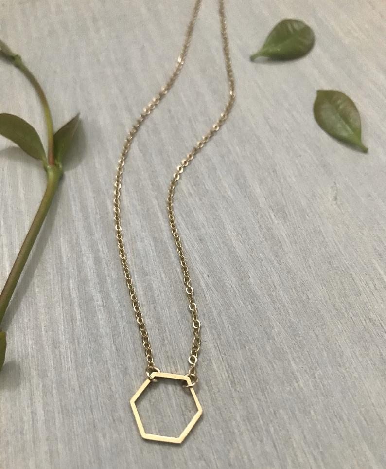 Gold Hexagon necklace