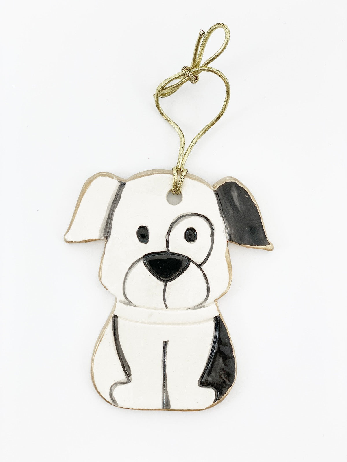 Black Ceramic Puppy Dog Christmas Ornament