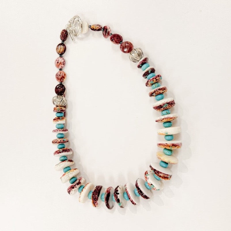 Spiny Lobster Beaded Necklace With Turqouise