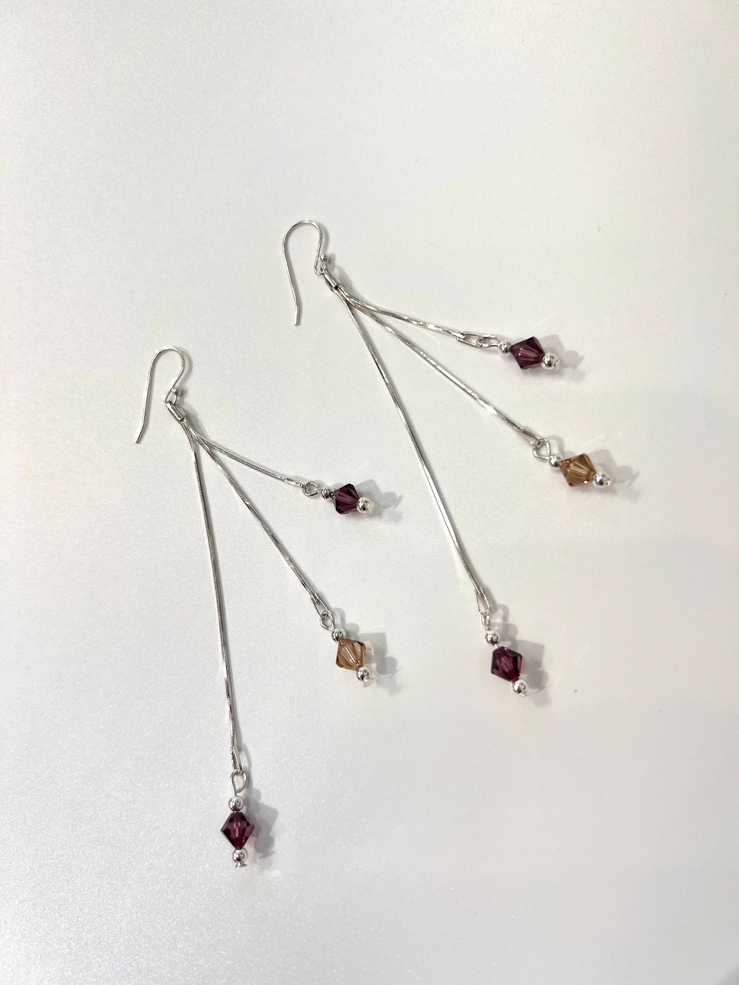 Long Chain Earrings with Swarovski Crystals