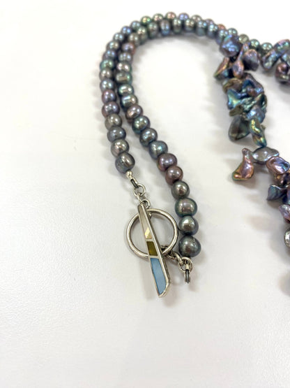 Dichroic Glass and Pearl Necklace