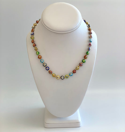 Metal Painted Bead Necklace with Gold-filled Accents